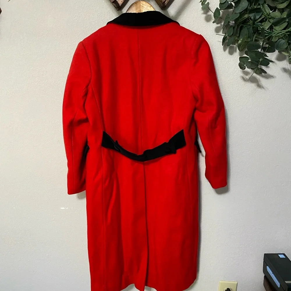 ROTHSCHILD Vintage Women’s Wool Long Coat Size 12 Red and Black Luxury Winter